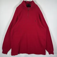 古着 90's/90年代 ポロバイラルフローレン Polo by Ralph Lauren コットンニット ハーフジップ ビッグサイズ 2XLT TALL  レッド メンズ