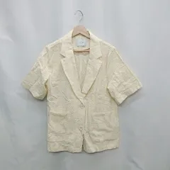 ◇ ⊂ Simplicite シンプリシテェ リネン混合 半袖 ジャケット サイズF アイボリー レディース E  【1502180079290】