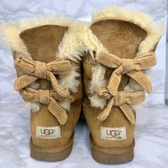 UGG ムートンブーツ リボン　24cm  ベージュ　キャメル