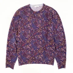 81d4 《美品》 ETRO エトロ ペイズリー 薄手ニットセーター L パープル イタリア製 総柄のサムネイル