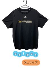 adidas　半袖Tシャツ　ブラック　英字プリント　ARMYNATIONALGUARD　バックプリント　薄手　状態綺麗　U-425