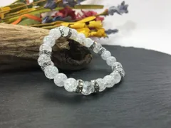 パワーストーン ブレスレット クラック水晶  天然石ブレス (シルバー) 8mm レディース  ●