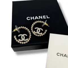 シャネル　CHANEL フープピアス　ココマークロゴ　CCロゴ　ラインストーン　2025年　C25P ゴールド金具