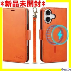 Keallce iPhone 16 ケース 手帳型 MagSafe対応 いphone16 手帳型 ケース iPhone16 スマホケース アイフォン16 カバー ワイヤレス充電 専用ストラップ付き スタンド機能 カード収納 サイドマグネッ 2M オレンジ 68