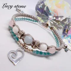 天然石 パワーストーン ブレスレット アンクレット マクラメ エンジェライト ホワイトオニキス ローズクォーツ 自己肯定感 友情運 人間関係 恋愛運