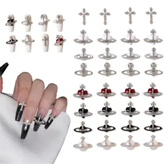 【新着商品】惑星 パール クロス ネイルストーン ハート 立体 3D ネイルパーツ ネイルアート ジュエリーパーツ DIY DFsucces クラフトアクセサリー (32個セット)