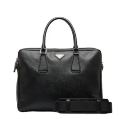 プラダ サフィアーノ 三角プレート ビジネスバッグ ショルダーバッグ 2WAY ブラック レザー レディース PRADA【1-0118672】のサムネイル