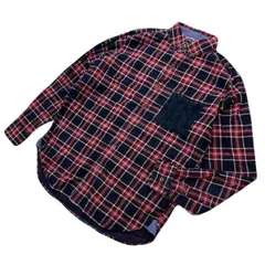 BEAMS HEART ビームスハート チェック シャツ  ニット ポケット デザイン レッド 長袖 メンズ S 秋冬 アメカジ 大人カジュアル 古着■S4401
