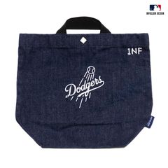 INFIELDER DESIGN MLB LOS ANGELES DODGERS DENIM BAG【INDIGO BLUE】 (インフィールダーデザイン バッグ トートバッグ ハンドバッグ ミニバッグ デニム  ロサンゼルス ドジャース メジャーリーグ)