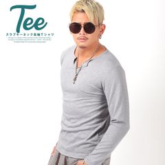 ロンＴ メンズ キーネック 長袖 Tシャツ【スラブキーネック長袖Tシャツ】トップス 長袖Tシャツ スラブ 天竺 無地 トップス インナー シンプル キレイめ BITTER ビター系 お兄系 カジュアル 秋冬 服 通販 ファッション ラグスタイル aa-0024