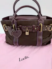Luella ハートチャーム付き レザー×ハラコ トートバッグ パドロック付き