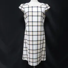 #snc ヨークランド YORKLAND ワンピース 9AR 白 ベージュ 紺 チェック 半袖 レディース [701704]