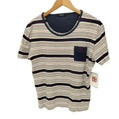 バーバリーブラックレーベル BURBERRY BLACK LABEL ワンポイント 刺繍 ポケット マルチ ボーダー S/S クルーネック Tシャツ メンズ JPN：2 