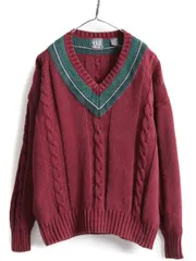 【お得なクーポン配布中!】 90s OLD GAP コットン チルデン ニット セーター メンズ XL 古着 90年代 オールド ギャップ Vネック ケーブル ヘビーウェイト 大きいサイズ