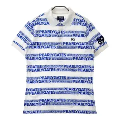 サイズ：4 PEARLY GATES パーリーゲイツ 2022年 半袖ポロシャツ ロゴ総柄 ホワイト系 [240101447328] ゴルフウェア メンズ ストスト