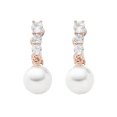 【ピンクゴールド×イヤリング】[Cream dot. クリームドット公式] イヤリング レディース  金属アレルギー ニッケルフリー パール ビジュー 3連 揺れる ネジ式 結婚式 お呼ばれ 大人 