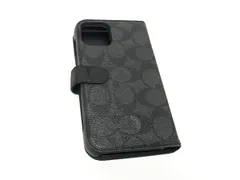 COACH コーチ シグネチャー レザー iPhone12/12Pro対応 アイフォンケース スマホケース メンズ レディース ブラック系 DK6004