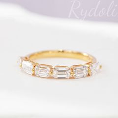 K18 1.8ct エメラルドカット ハーフエタニティリング オーダーメイドリング ラボグロウンダイヤモンド Au750 ダイヤエタニティ 結婚指輪 ラボダイヤ エレガント18金 高級感のあるリング シンプル 重ね付けおすすめ 上品な輝き ダイヤリング