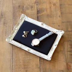 アクセサリートレイ おしゃれ アンティーク 小物置き アクセサリートレー お皿 ベルベット クラシック レトロ レクタングル