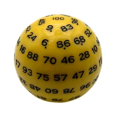 【特価セール】100面ダイス 多面体サイコロ 直径48mm アクリル製 ブラック TRPG ボードゲーム テーブルゲーム ルーレット 占い 軽量 耐久性 (イエロー)