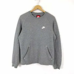ナイキ NIKE テックフリース クルー スウェット トレーナー TECH FLEECE 1.0 CREW 545164 ロゴ ドロップショルダー 長袖 S グレー グリーン