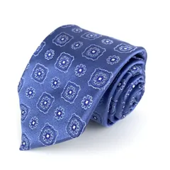 クリケット ブランドネクタイ 総柄 小紋柄 シルク 日本製 イタリア生地 メンズ ブルー CRICKET 【中古】