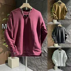 [M]メンズ ファッション 服  オシャレ シンプル 大人 かっこいい 大きいサイズ ストリート 紳士服 秋 ラウンドネック スナップ ボタン コットンセーター シャツ 快適 カジュアル 無地 ハイエンド 長袖 T