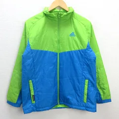 G■アディダス/adidas 中綿ジャケット/ロゴ刺繍【160】黄緑青/KIDS/71【中古】■