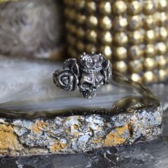 USA VINTAGE SKULL CROWN DESIGN SILVER RING/アメリカ古着スカルクラウンデザインシルバーリング