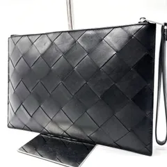 ?希少品? BOTTEGA VENETA ボッテガヴェネタ クラッチバッグ セカンドバッグ ハンドバッグ 小物入れ イントレチャート ロゴ型押し シルバー金具 レザー ユニセックス レディース メンズ ブラック 黒色