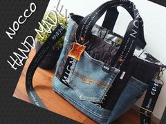 No.627【DENIM✖️SIDEpocket ToteBag✨】両面楽しい❤️デニムリメイクトートバッグ👖ゴルフバッグ⛳カートバッグ✨キャディーバッグ🛍️