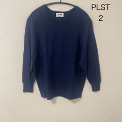 AB0524 PLST ウール混ニット ネイビー サイズ2 ゆったりシルエット 秋冬