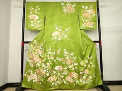 訪問着　正絹　着物　紬　越村幸雪　作家物　やや汚れ有り特価！ 平和屋着物○十日町友禅作家 越村幸雪 訪問着 白山紬 枝花文 練