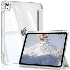 【新着商品】iPad 第11/10世代 10.9インチ iPad 2022 透明 アクリル 2025 カバー ペンシルホルダー付き (A16) 三つ折りスタンド Touch IDと ケース オートスリープ 機能対応 11世代 超スリムス 耐衝撃 PU合成レザー
