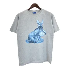 90年代 Disney ディズニー くまのプーさん イーヨー 半袖Ｔシャツ アニメ キャラクター グレー(メンズ LARGE)中古 古着 U0183
