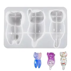 再利用可能 装飾 工芸品 抜き型 石膏 立体 3匹の猫 モールド モールド レジン レジン 立体レジン動物キーホルダー 粘土 3D シリコン 手作り DIY 飾り物 11.6cm*7.7cm テーブル装飾 装飾品 ネコ シリコンモールド シリコンモールド 箸置