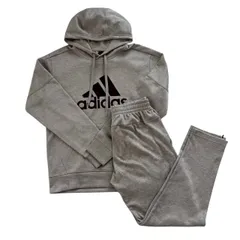 美品　adidas アディダス スウェットセットアップ グレー ロゴ入り ビックロゴ パーカー パンツ 長ズボン メンズ Sサイズ　レディースM