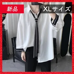 🔴新品未使用🔴 ネクタイ 付き シャツ ホワイト XL  ストライプ トップス メンズ モード