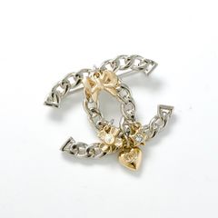 シャネル CHANEL ブローチ コサージュ シルバー ゴールド ココマーク リボン ハート チャーム