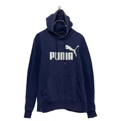 PUMA ロゴ スウェット パーカー プーマ S ネイビー 裏起毛 古着卸 アメリカ仕入 a607-5694