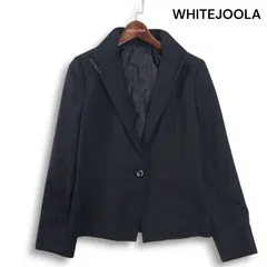 【新品】 White Joola ホワイトジョーラ 通年★ スタンドカラー テーラード ジャケット Sz.11R レディース 黒 フォーマル
