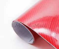 IlMondoMall 4D カーボンシート ハイグロス カーボン調 カーボンステッカー 艶有り 152x035cm_( レッド,  152x035cm_)
