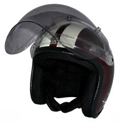 新品！ ZK-300 スモールジェット 内装着脱式 【ブラウン/アイボリー】+スモークバブル（劣化防止UVカット＆ハードコート加工済）+フリップアップ SG公認 PSC認可 全排気量対応 盗難防止金属ホルダー ※フリーサイズ(57～60㎝)
