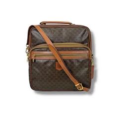 セリーヌ　CELINE ショルダーバッグ　ハンドバッグ　2WAY マカダム柄　ブラウン　トリオンフ　PVCレザー