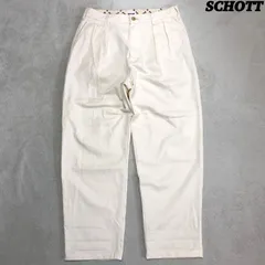 SCHOTT TC DOUBLE PLEATED WIDE PANTS ワークパンツ ワイドパンツ 2タック Lサイズ 生成り ナチュラル アイボリー オフホワイト 白系 ショット