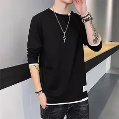 tシャツ 長袖 メンズ ロングtシャツ カットソー ロンt レイヤード ゆったり カジュアル 無地 ファッション 丸襟 快適 大きいサイズ 春 秋 冬 4カラーgenlong01