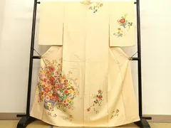 平和屋着物■訪問着　友禅　花籠文　正絹　逸品　BAAR9245pk