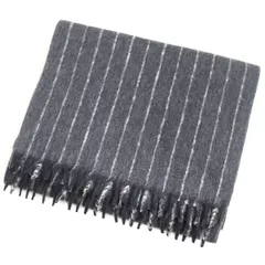 未使用品◆dunhill LONDON ダンヒルロンドン フリンジ付き ストライプ カシミヤ100% マフラー/ストール/ショール グレー 伊製 メンズ 箱付のサムネイル