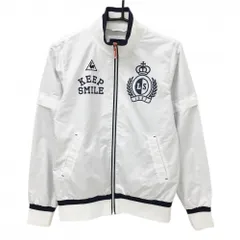 ルコックゴルフ 2WAYジャケット 白×ネイビー 裏地メッシュ 袖着脱可 レディース M ゴルフウェア le coq sportif