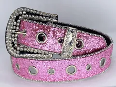 【セール価格】105cm/幅4cm　ギラギラ　ブリンブリン　ウエスタンベルト　ピンク2　LEX　メンズベルト　レディースベルト　y2k ギラギラベルト　アメカジ　古着　ヴィンテージ　カジュアル　グランジ　プレゼント